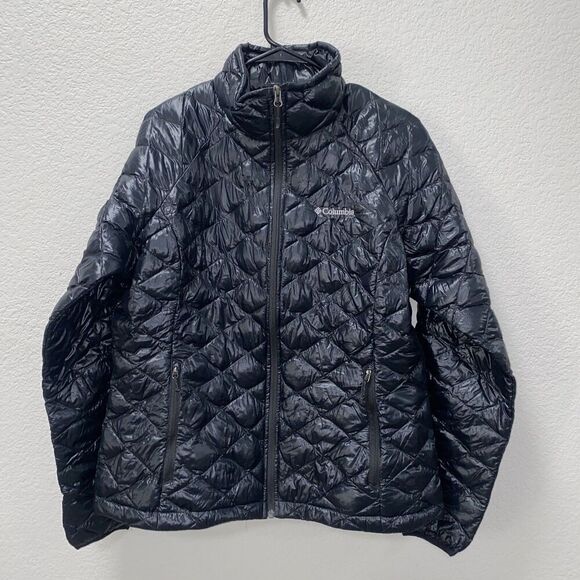 COLUMBIA Sz XL WHITE PINE THERMAL COIL WATERPROOF QUILTED JACKET BLACK - Picture 4 of 12